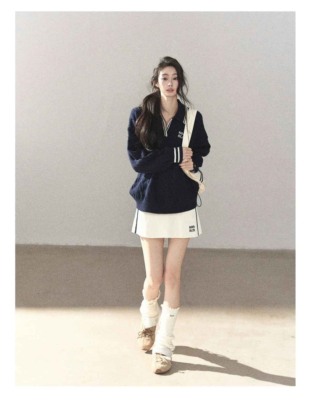 AOMALM - "Navy in Negative Space" Navy Academy-Style Knit Two-Piece Set