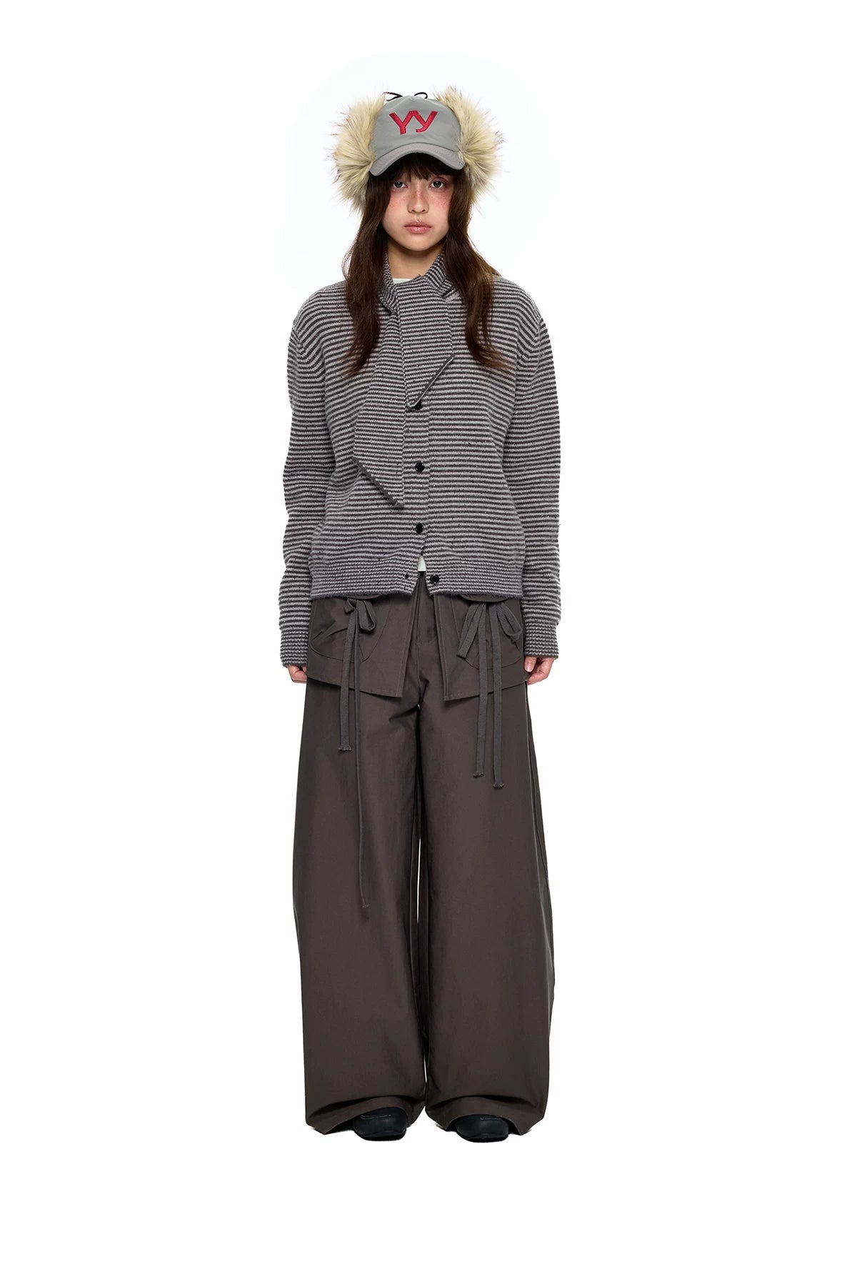 EZEK | Patchwork Drawstring Wide-Leg Lounge Pants (Black / Gray)