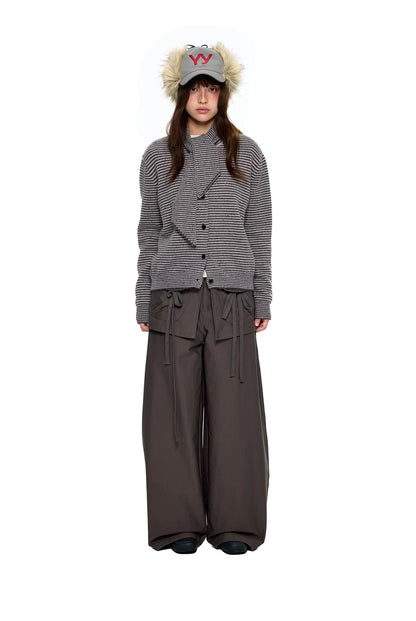 EZEK | Patchwork Drawstring Wide-Leg Lounge Pants (Black / Gray)