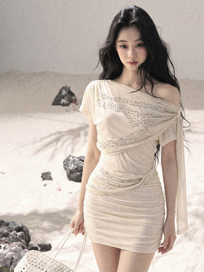 “Frosted Kiss” Milk Apricot Mini Dress