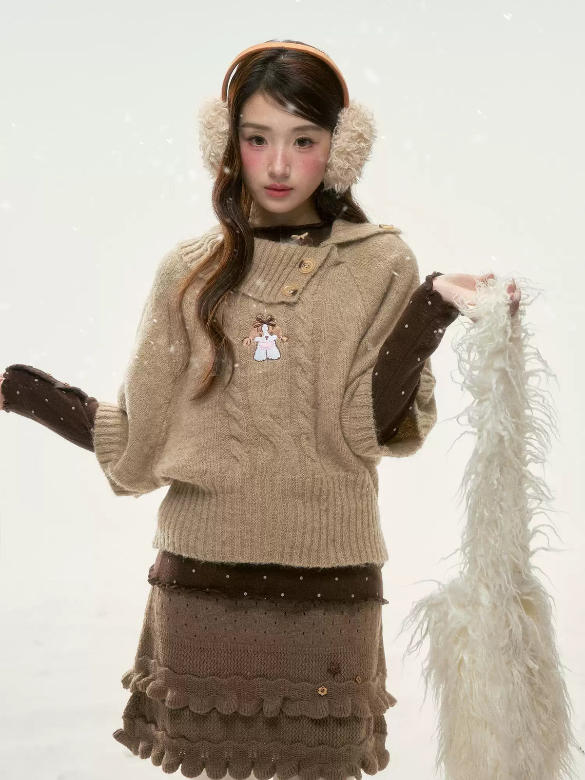 BIBIBENCY - Light Brown Knit Skirt