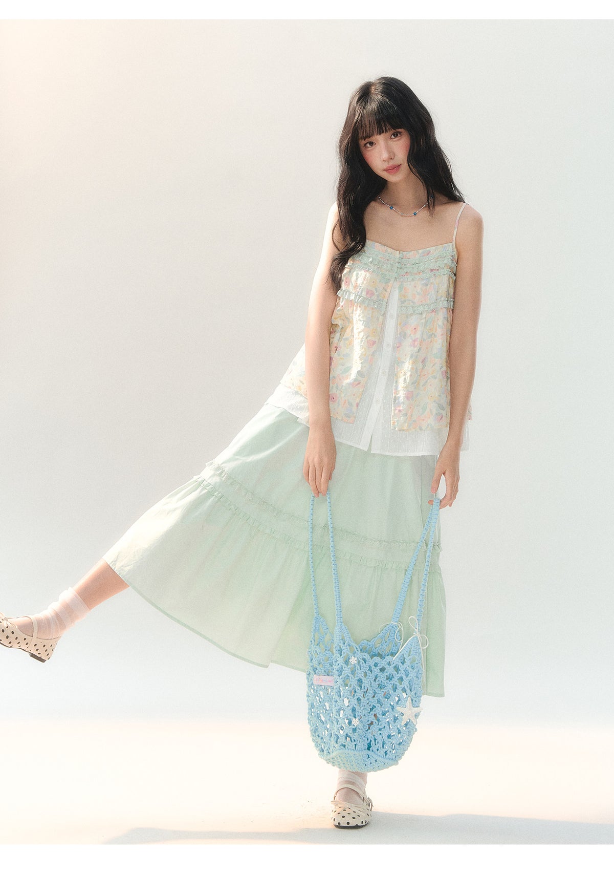 [CAN] "Spring Garden" Floral Lace Cami Skirt Set