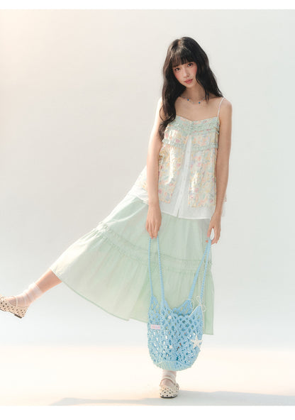 [CAN] "Spring Garden" Floral Lace Cami Skirt Set