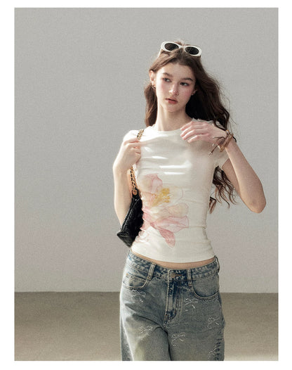 "When Secrets Bloom" Dutch Cream Fitted Baby Tee