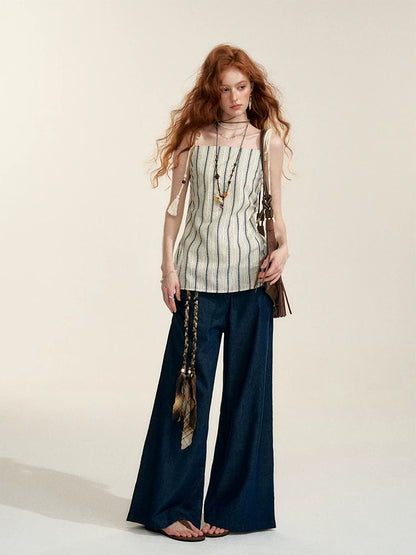 Longline Vertical Stripe Camisole Tank Top