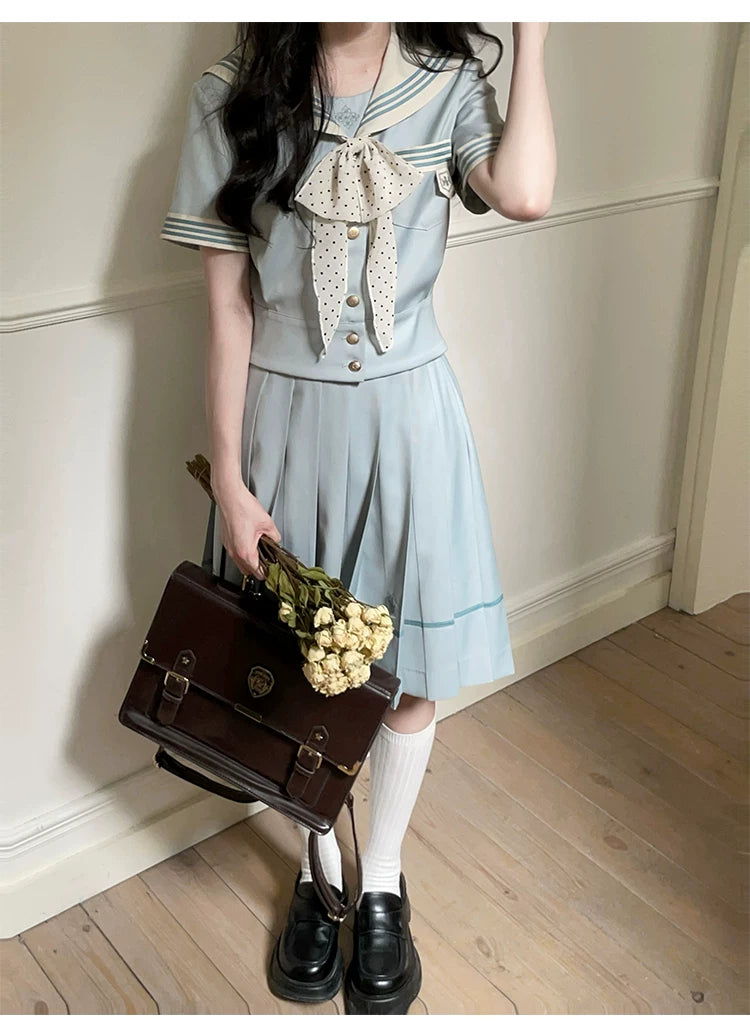 "Mint Whisper" Mint White Sailor Uniform Set