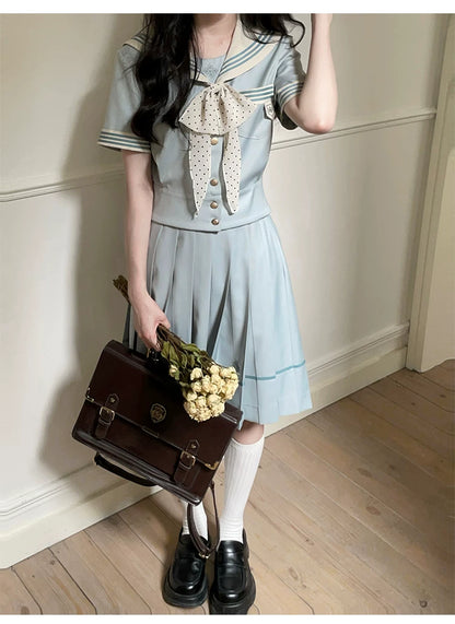 "Mint Whisper" Mint White Sailor Uniform Set