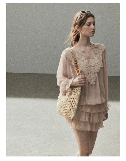 "Flowers on the Breeze" Blush Pink Top & Mini Skirt Two-Piece Set