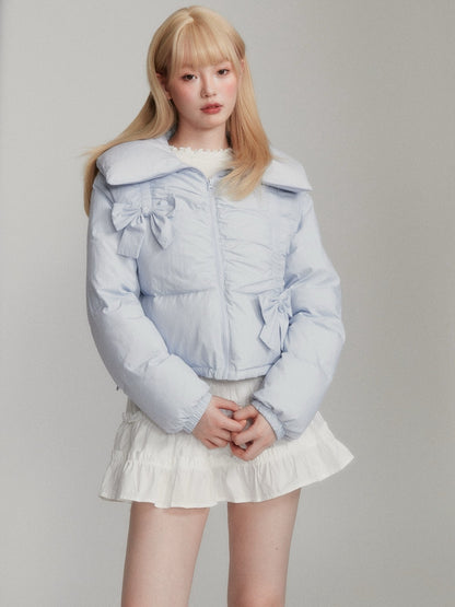 “Blue 90% White Duck Down” Short Puffer Jacket M6666
