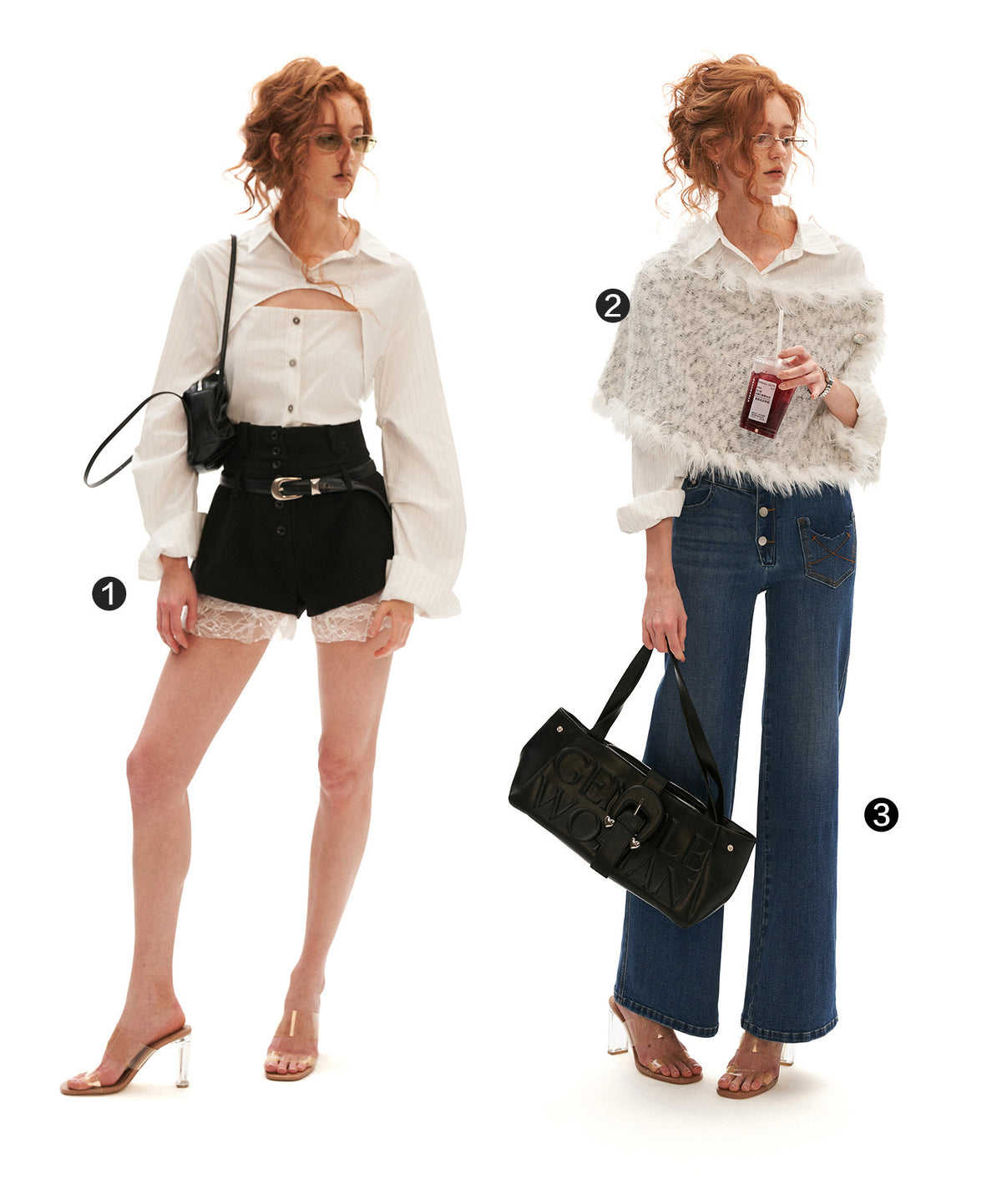 MAMC - White Stripe Tie-Back Shirt & Cami Set