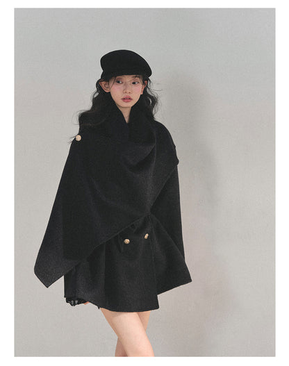 少也眼 “Winter Balcé Whisper” Wool Blend Overcoat - Black 7886436