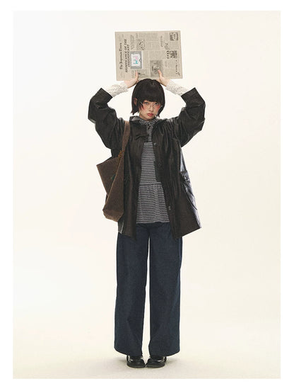 "Seoul Diary" Gray & Pink Stripe Hooded Knit Mini Dress