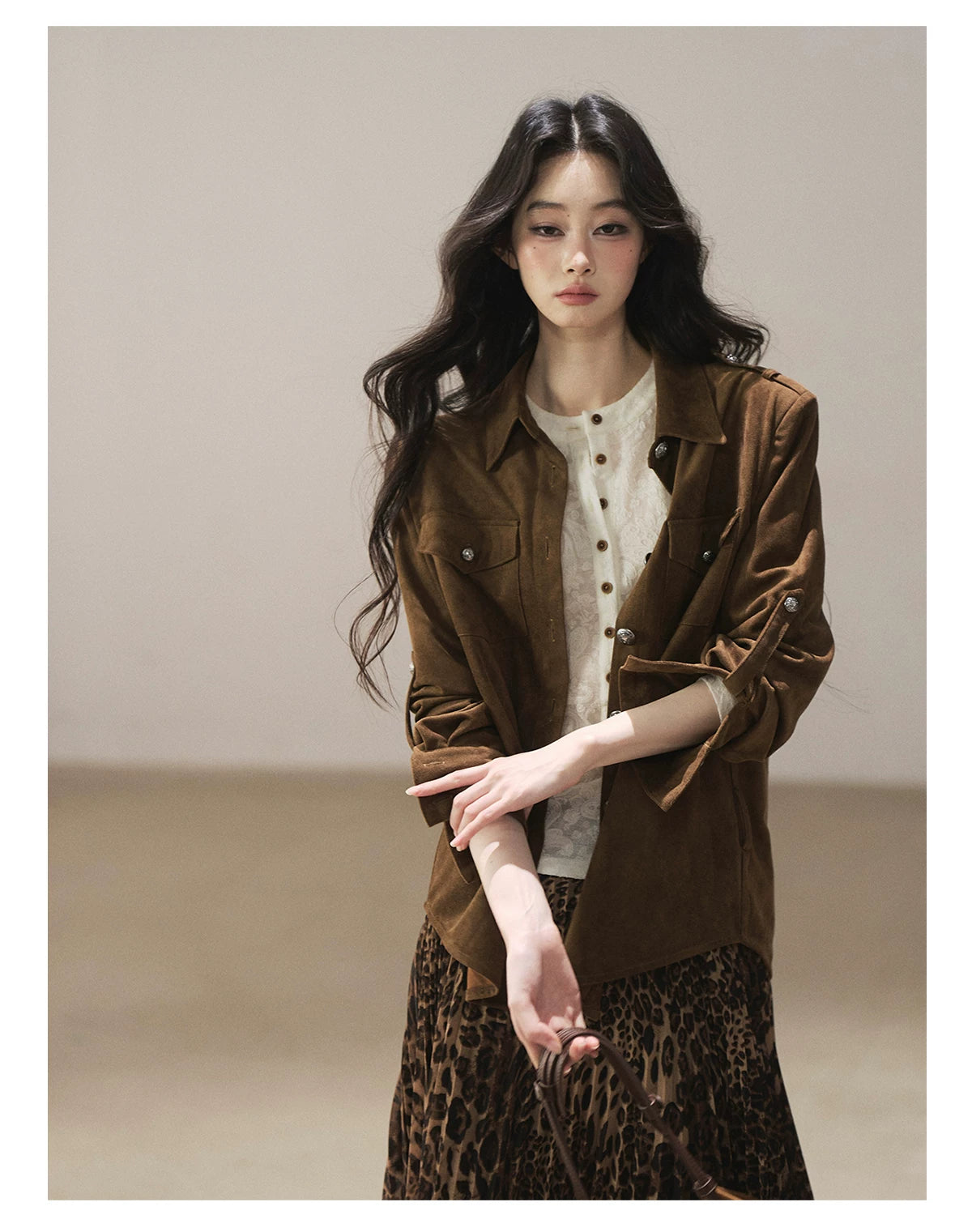 AOMALM - "Clear Lines" Long-Sleeve Finger-Hole Flared Sleeve Knit Top