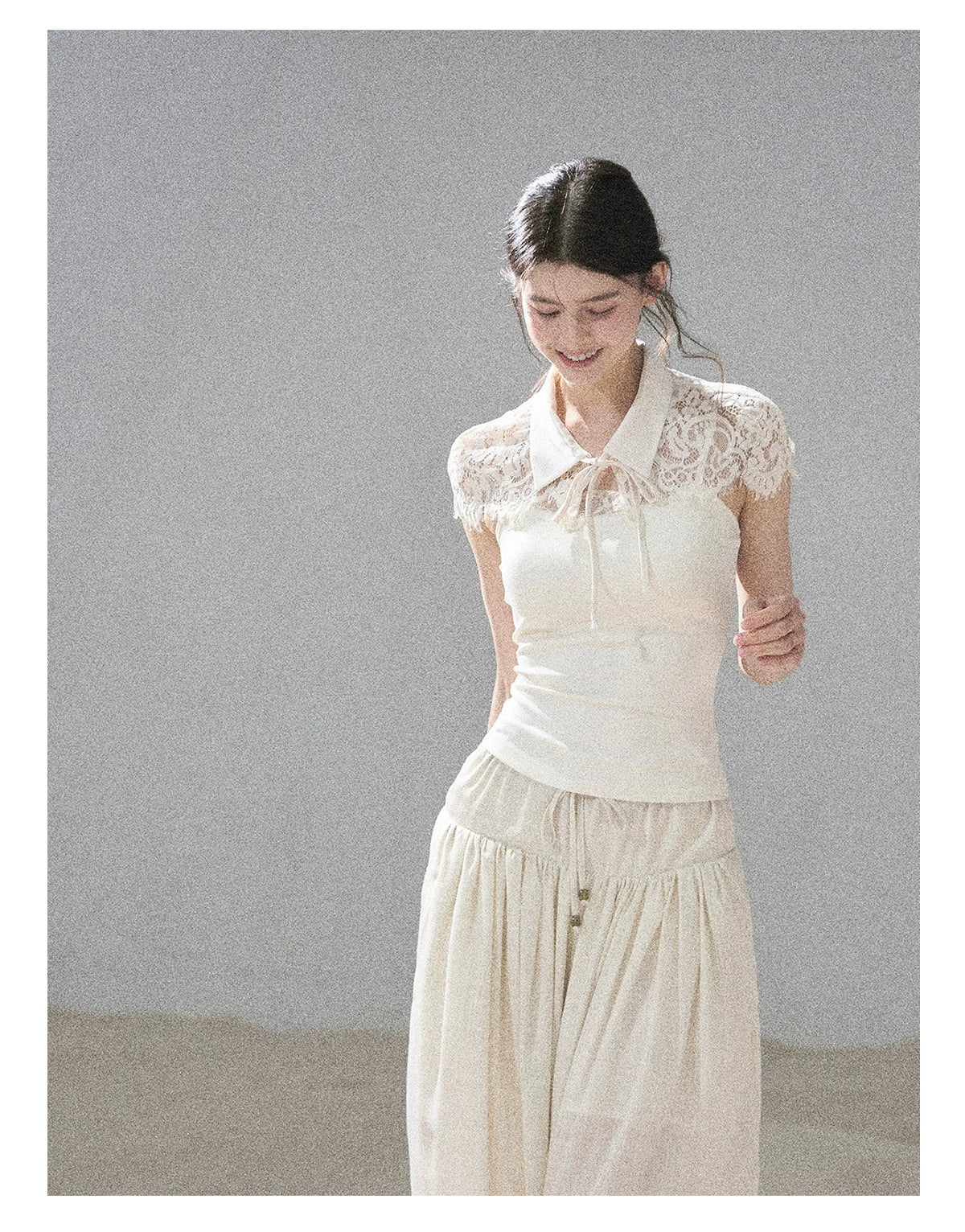 "Moonlit Rose Sonata" Cream Ivory Cami Top & Cape Set