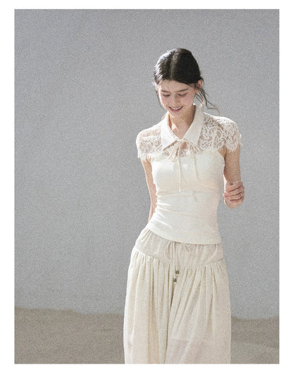 "Moonlit Rose Sonata" Cream Ivory Cami Top & Cape Set