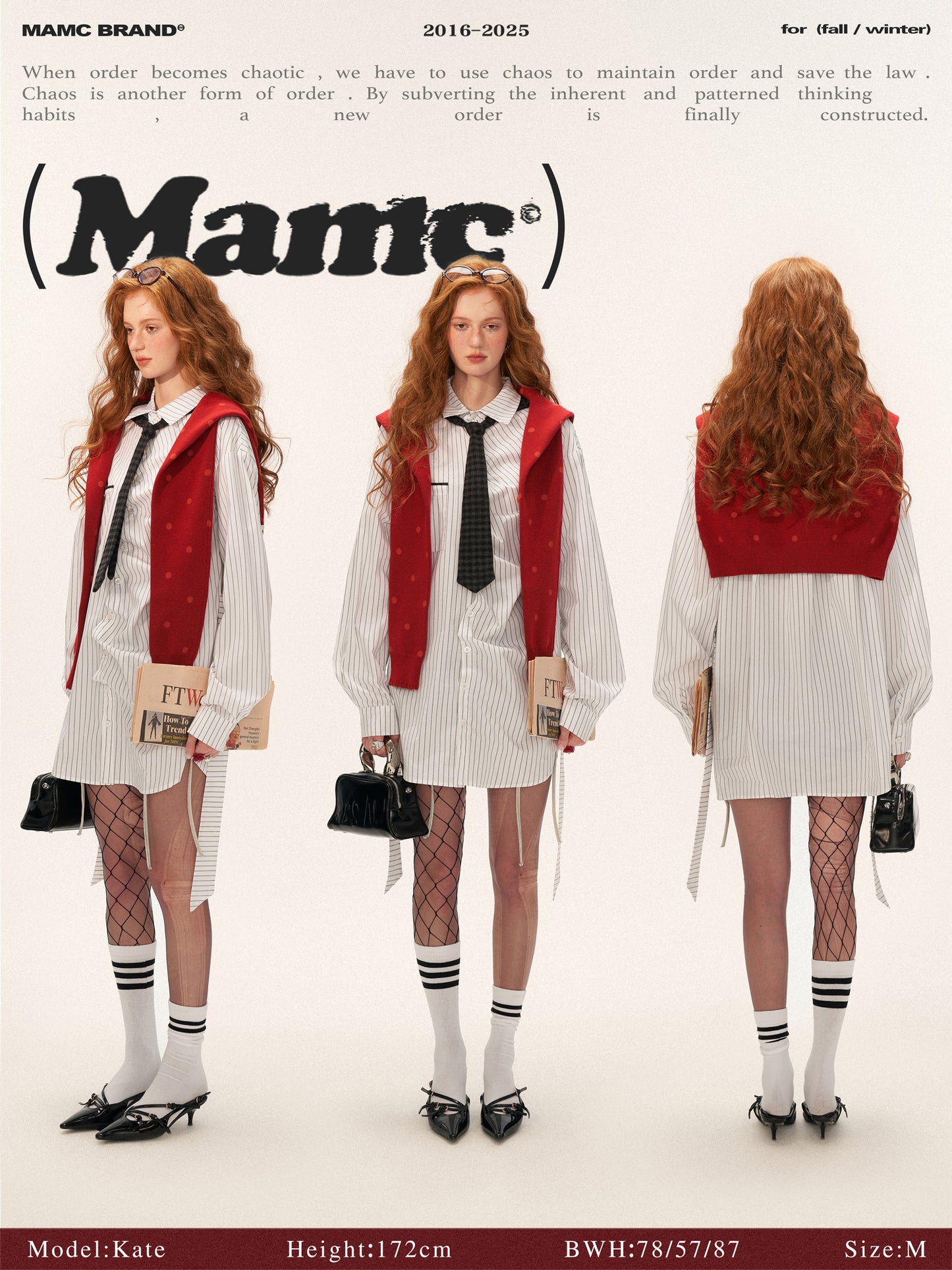 MAMC - Striped Long Sleeve Shirt with Tie (White Stripes)