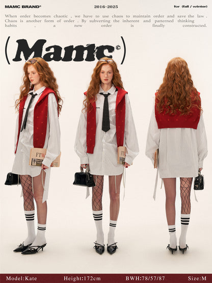 MAMC - Striped Long Sleeve Shirt with Tie (White Stripes)