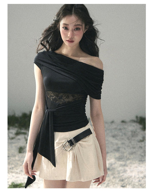 “Cicada Summer” Midnight Black Lace Cutout Top