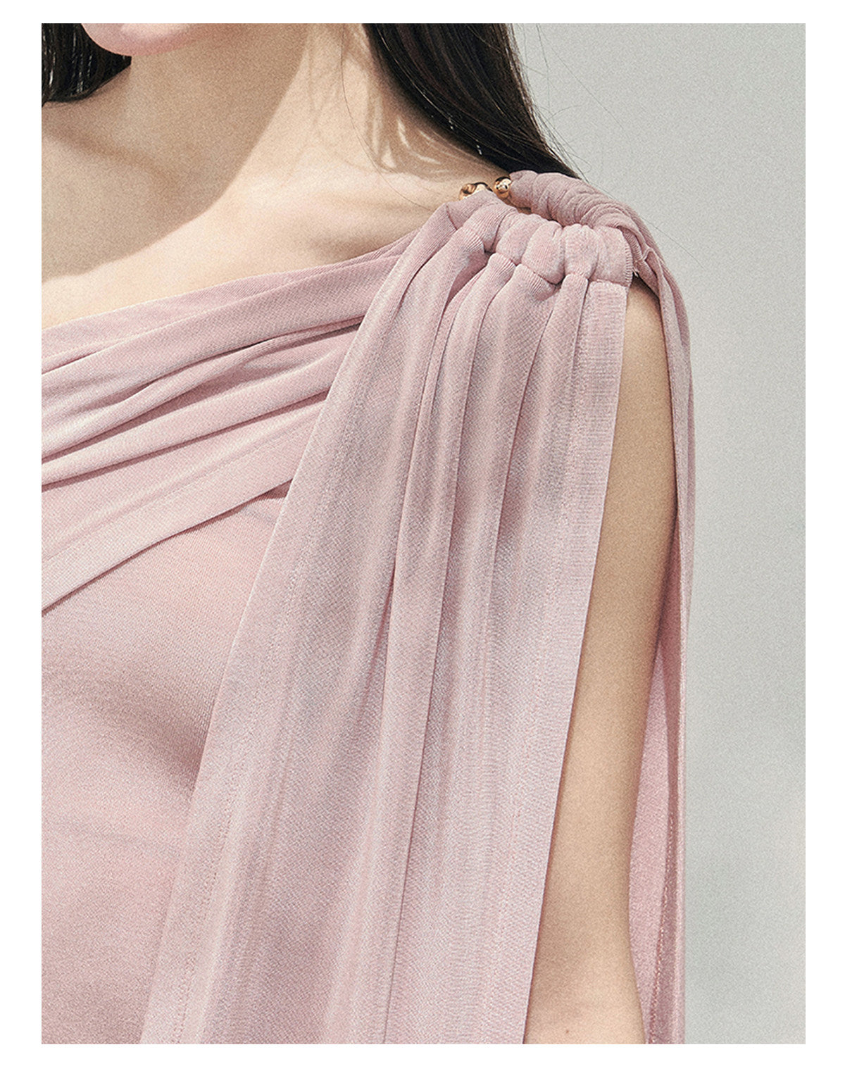 “Sunset Coral” Asymmetrical Ribbon Sleeve Crop Top