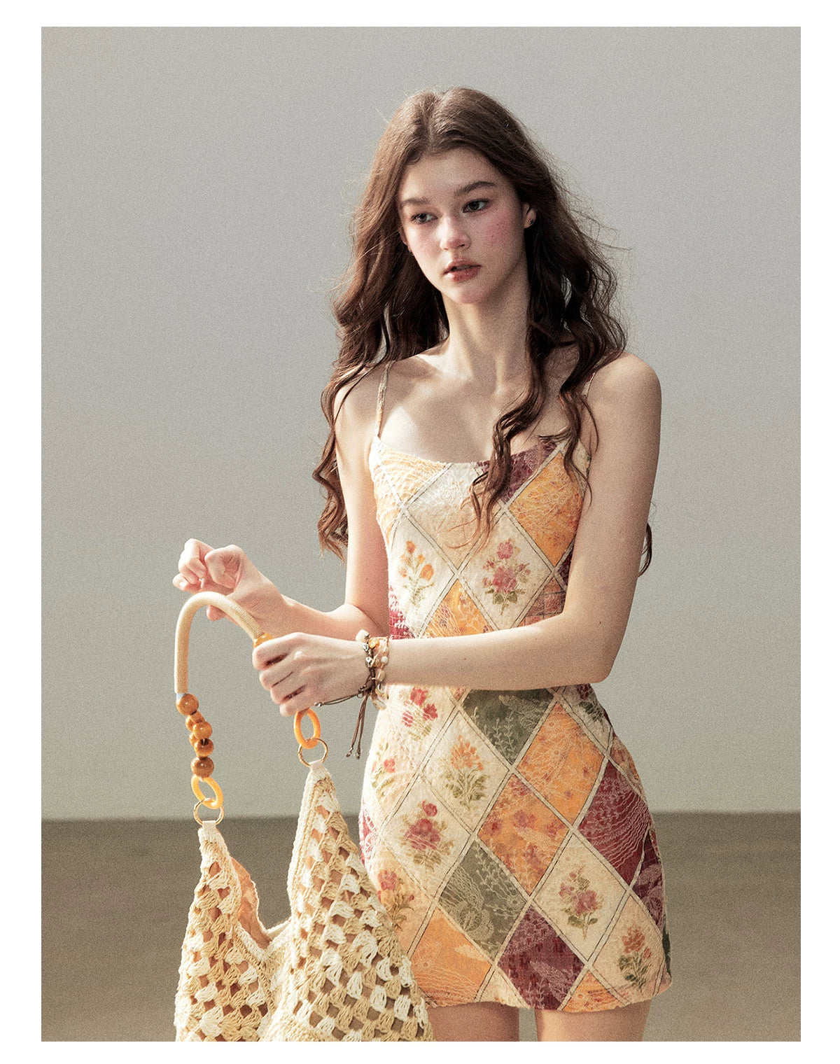 "In Her Lingering Gaze" Van Dyke Brown Floral Cami Bodycon Mini Dress