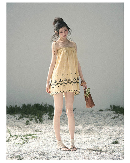 “Ripples Along the Hem” Butter Yellow Reversible Babydoll Dress