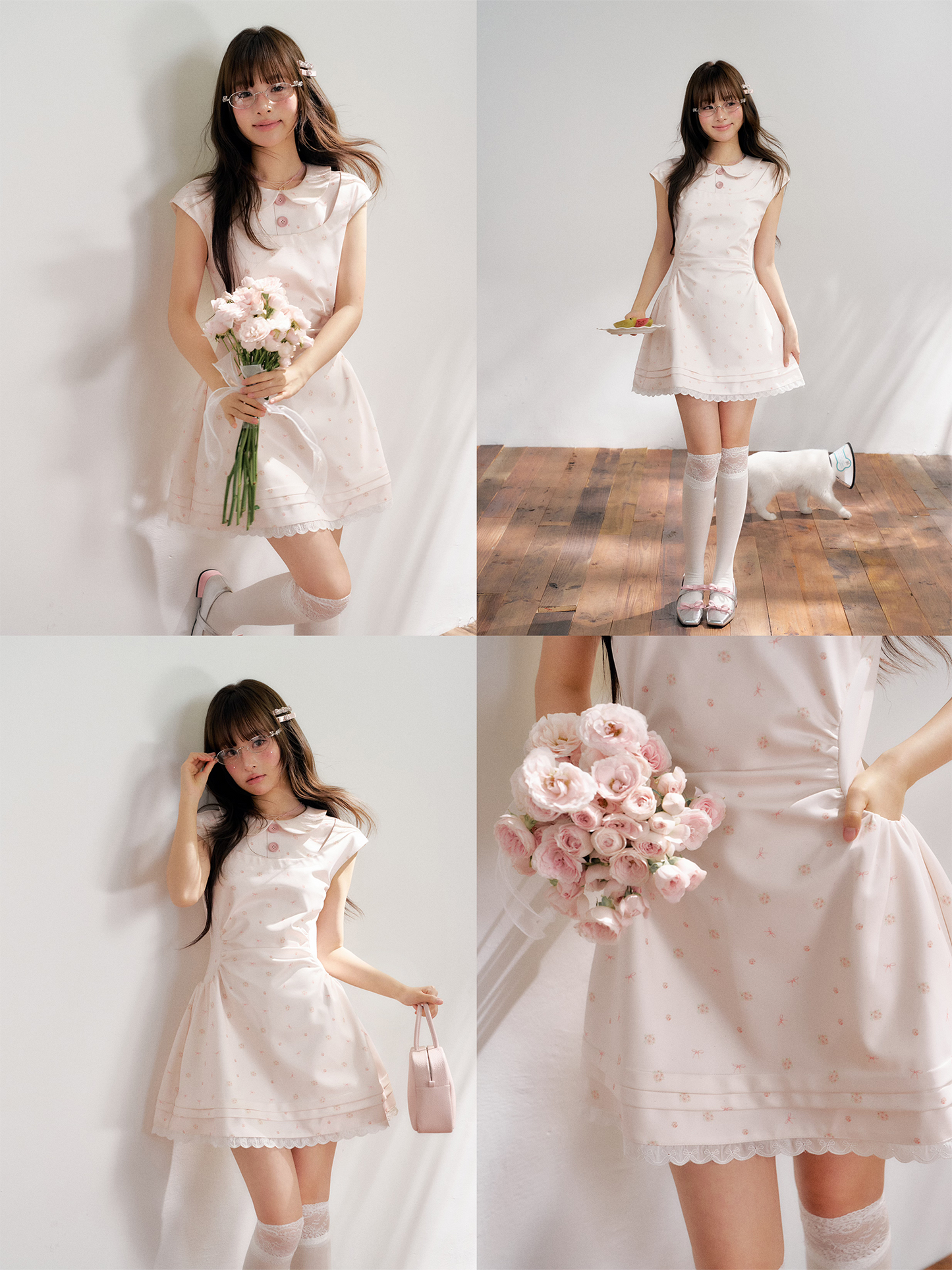 “White Tea Daydream” Pink Peter Pan Mini Dress