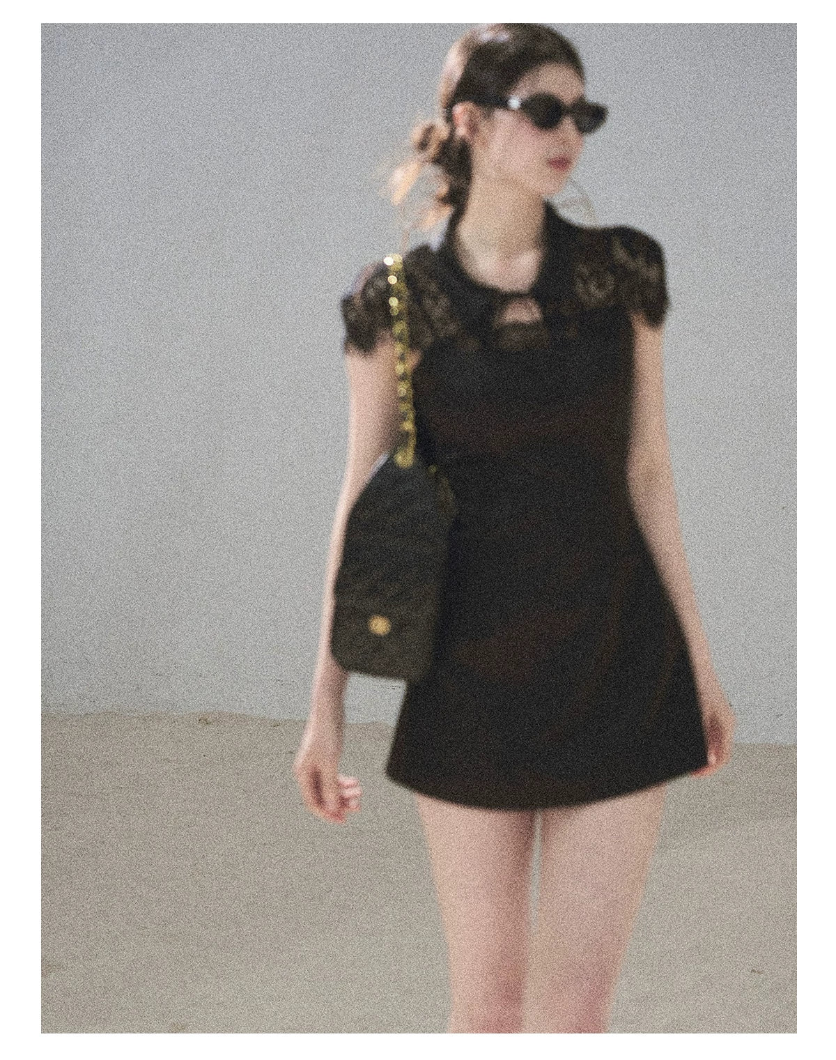 "Moonlit Rose Sonata" Tranquil Black Lace Mini Dress & Cape Set