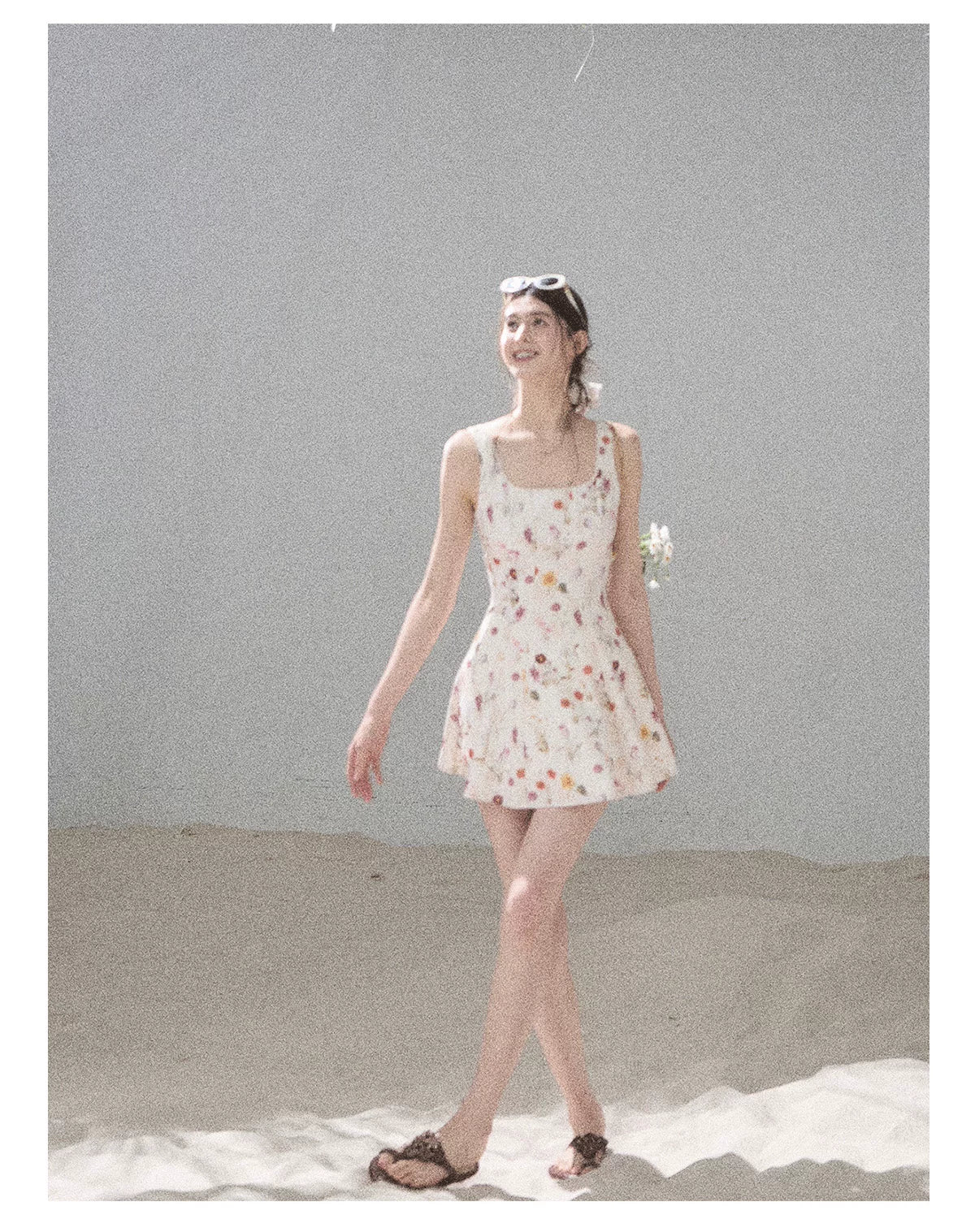 "Chamomile Summer" Dutch Cheese Floral Lace Pinafore Mini Dress 46345