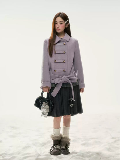 BIBIBENCY - Purple Napoleon Wool-Blend Coat