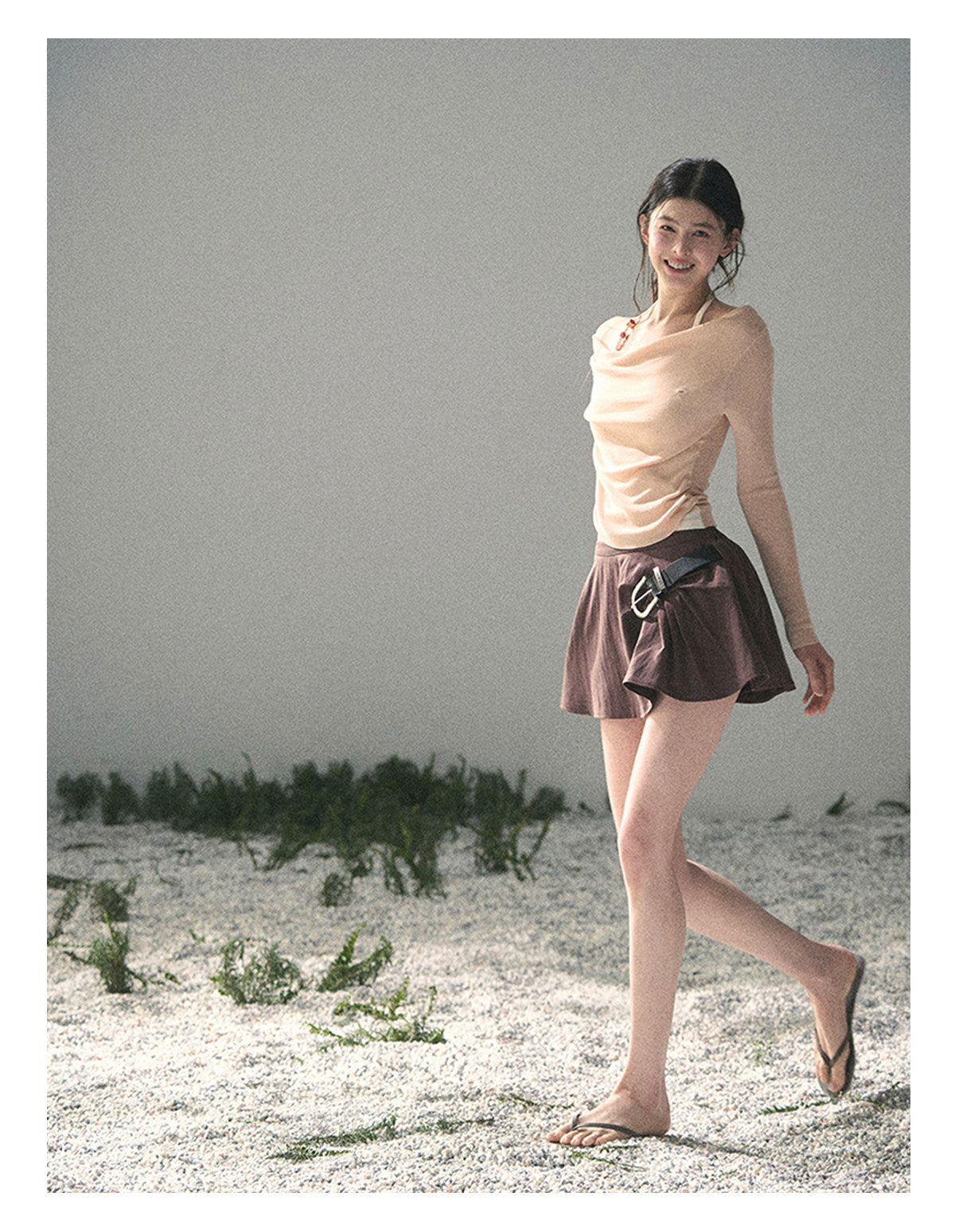 “Sugar Frost Diaries” Soft Mist Pink Layered Halter Top