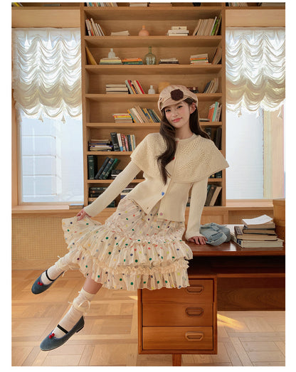 “Marshmallow Cloud Reverie” Cream Cape Knit Cardigan