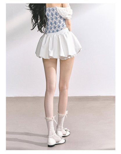 少也眼 “City Muse" High-Waist Tulip Mini Skirt - White 7520678