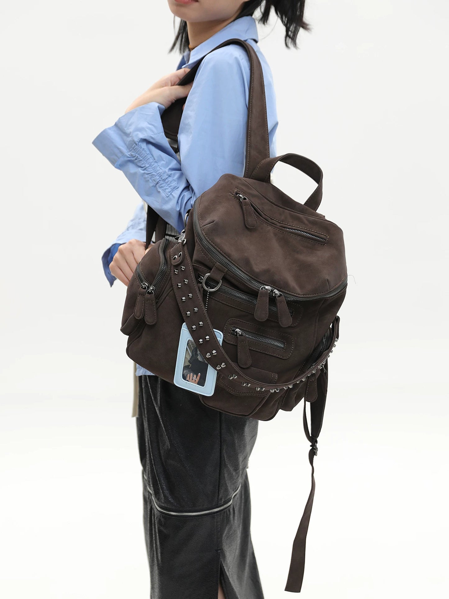 Reese Lincoln Suede Motorcycle Backpack