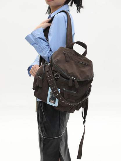 Reese Lincoln Suede Motorcycle Backpack