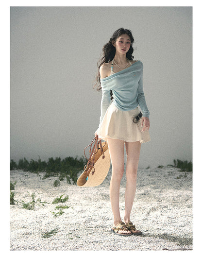 “Sugar Frost Diaries” Crystal Blue Layered Halter Top