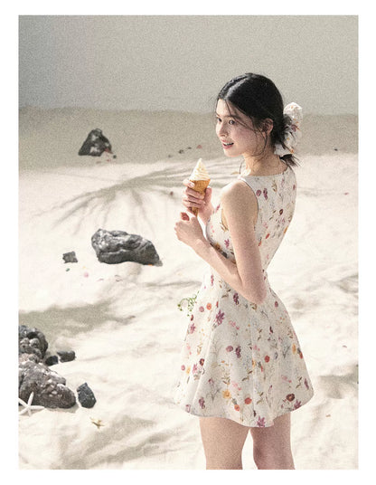 "Chamomile Summer" Dutch Cheese Floral Lace Pinafore Mini Dress 46345