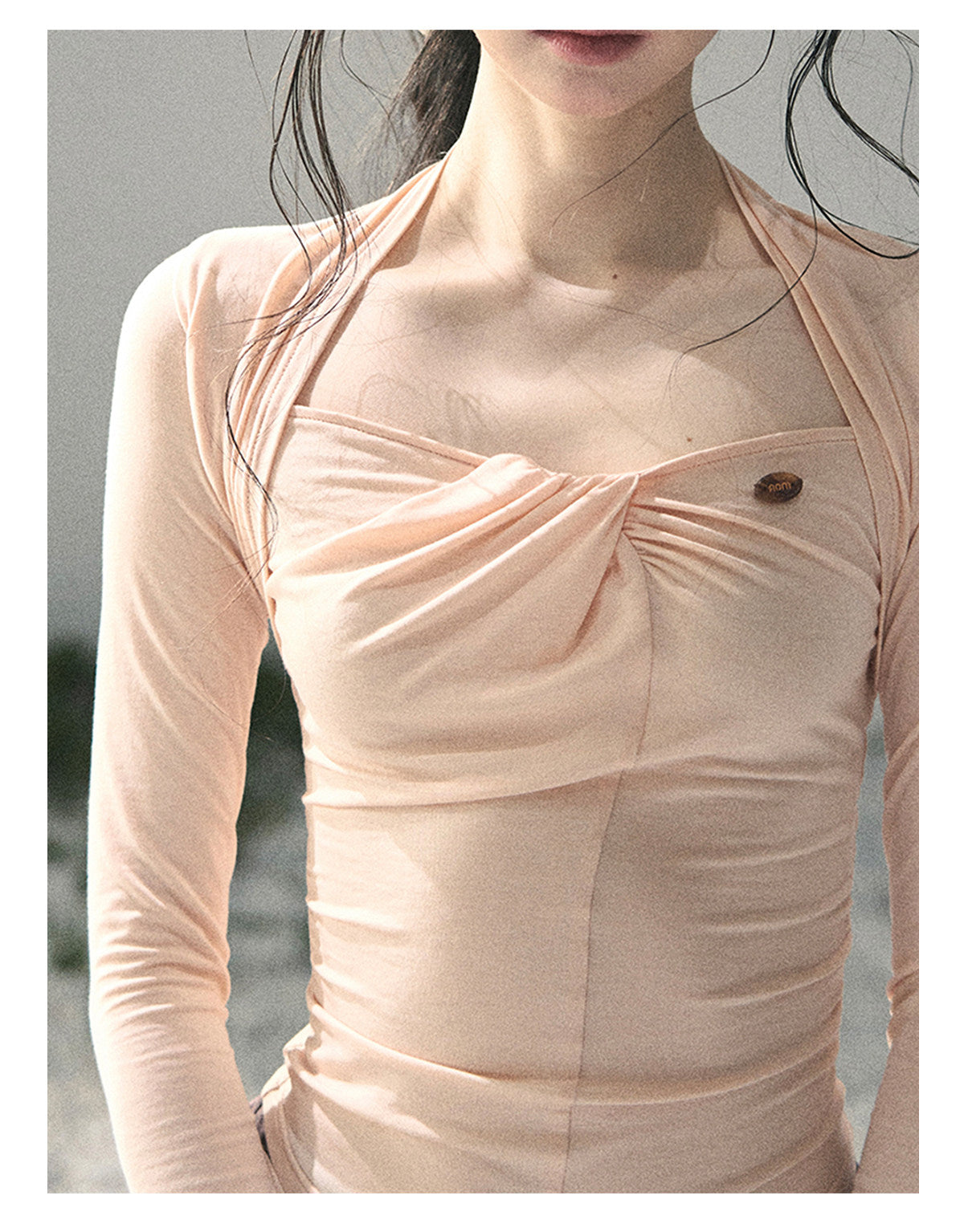“Soft Evening Breeze” Coral Pink Layered Halter Top
