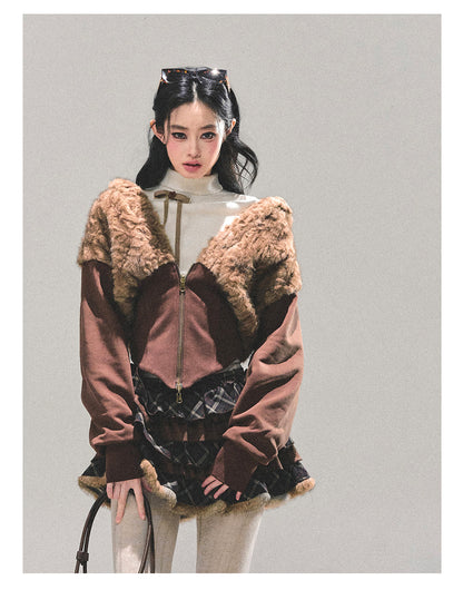 少也眼 "Sleeping with Snow" Short Teddy Fleece Jacket 5468423