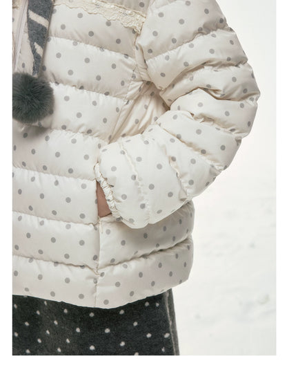 BIBIBENCY - White Polka Dot 90% Duck Down Puffer Jacket