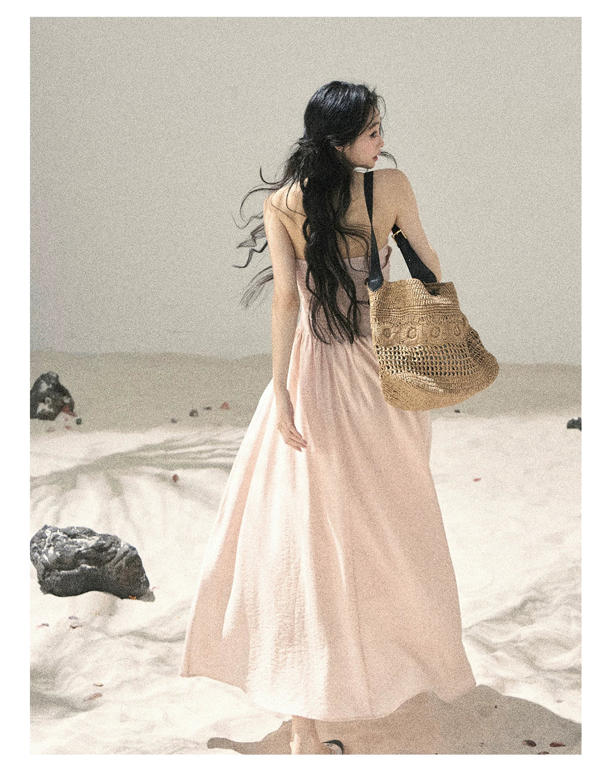 "Blushing Sunset Clouds" Ballet Pink Strapless Maxi Dress