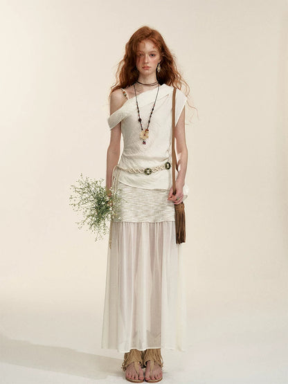 White Asymmetrical One-Shoulder Top