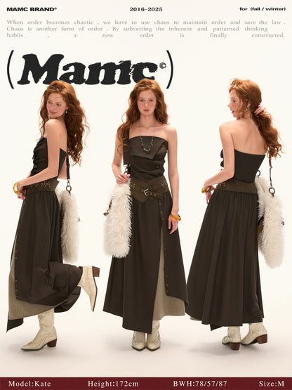 MAMC - Dark Academia Layered Strapless Midi Dress