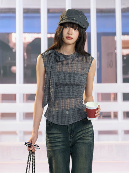 "Silver Haze" Gray Plaid Two-Piece Tube Top Set