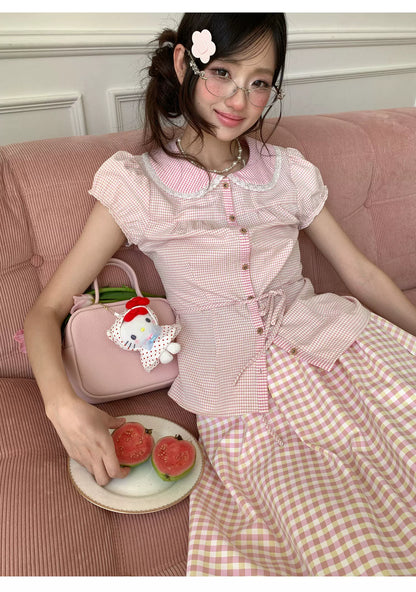 “Pink Plaid Daydream” Pink Plaid Skirt Set