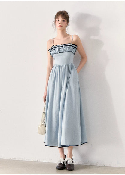 [TMMG] French Vintage Ruffle Dress & Cropped Knit Cardigan Set
