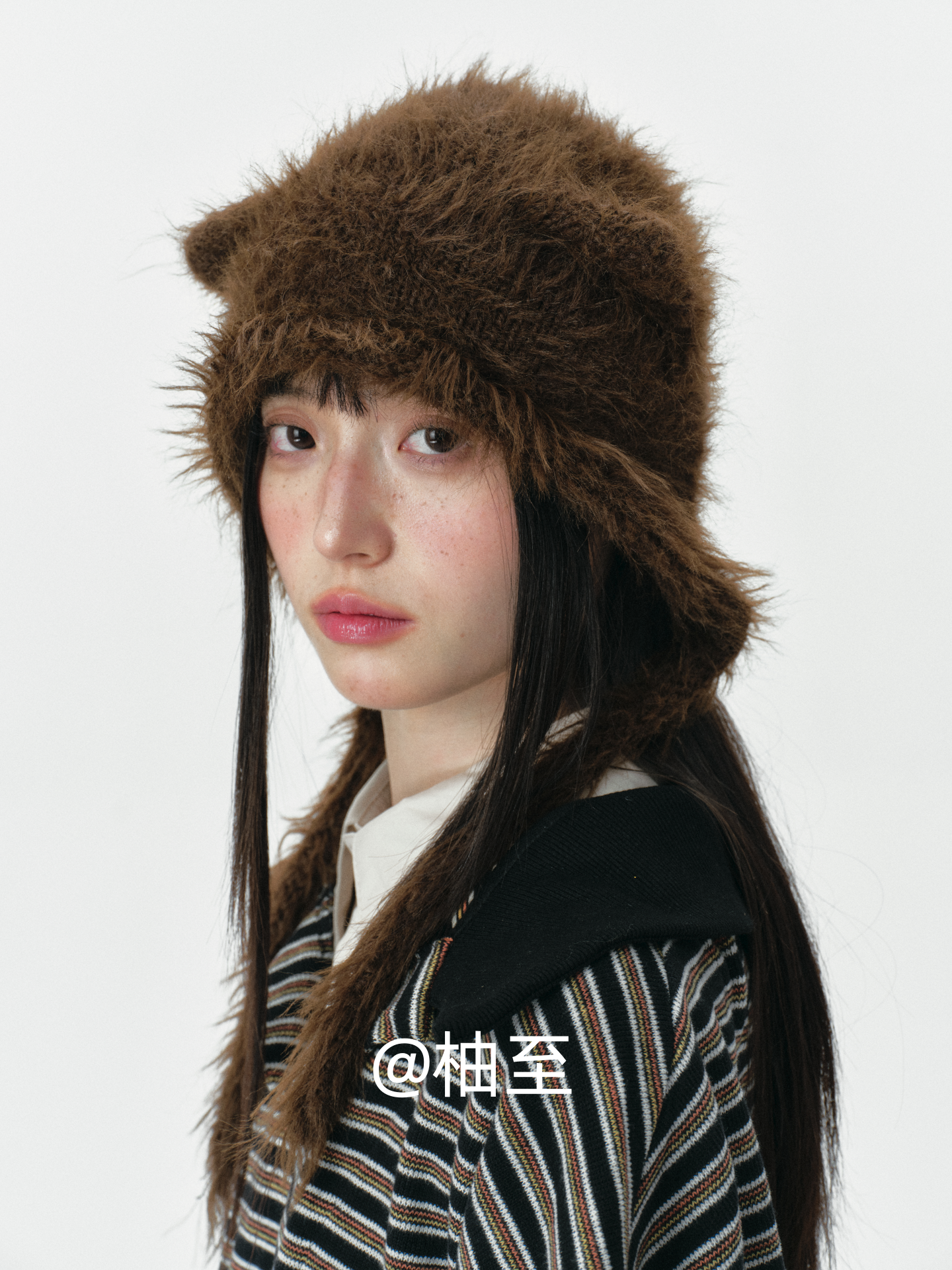 Chocolate Brown Plush Cat Ear Hat – Cozy Ear-Warmer Beanie