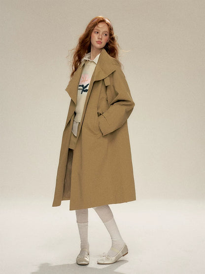 Khaki Longline Trench Coat