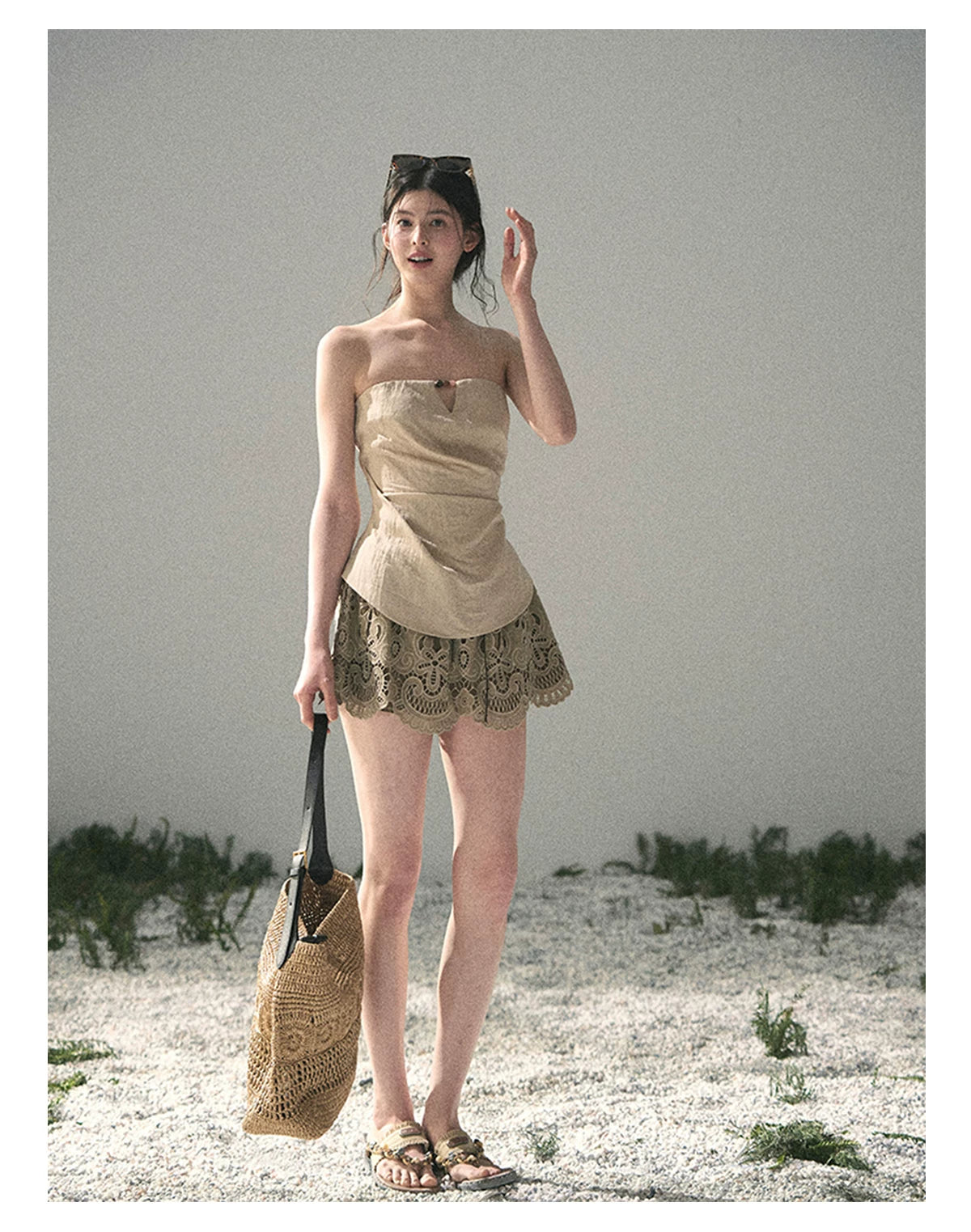 “Moonlit Haze” Dutch Cream Strapless V-Notch Top