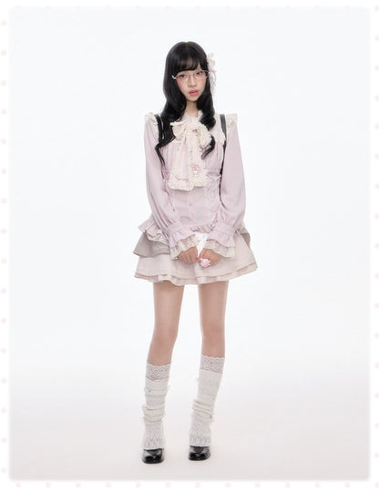 “Melody Mark!” Pink Shirt + Tiered Skirt + Bloomers Set