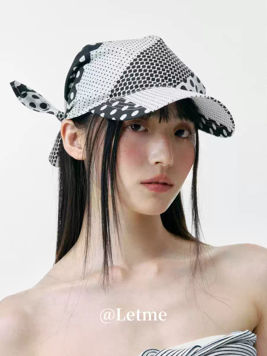 Polka Dot Color-Block Headscarf Cap – Korean Style Baseball Hat